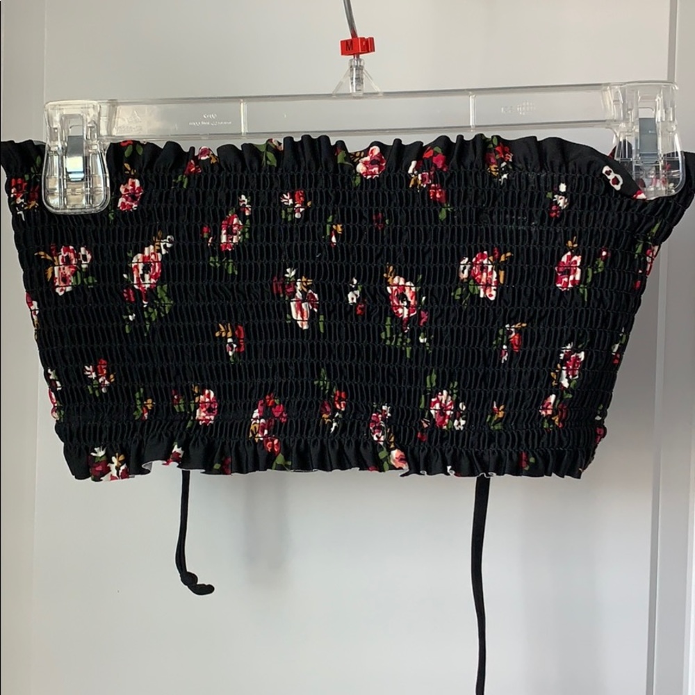 Xhilaration Black Bathing Suit Top with Flowers